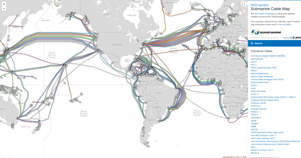 2021 submarine cable map